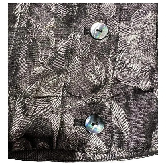 Chicos Jacket Silk Shacket Jacket Sz 0 Gray Pewter Shimmer Textured Button Down - Picture 7 of 9